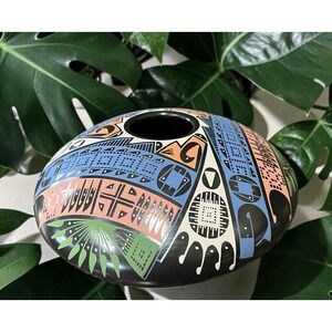 Mata Ortiz Pottery Oscar Quezada Seed Pot Vibrant Paquime Clay Fine Art Mexican